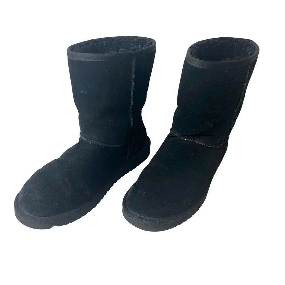 Koolaburra By Ugg Black Short Winter Boots Sherpa Lining Pull On Women's Size 7